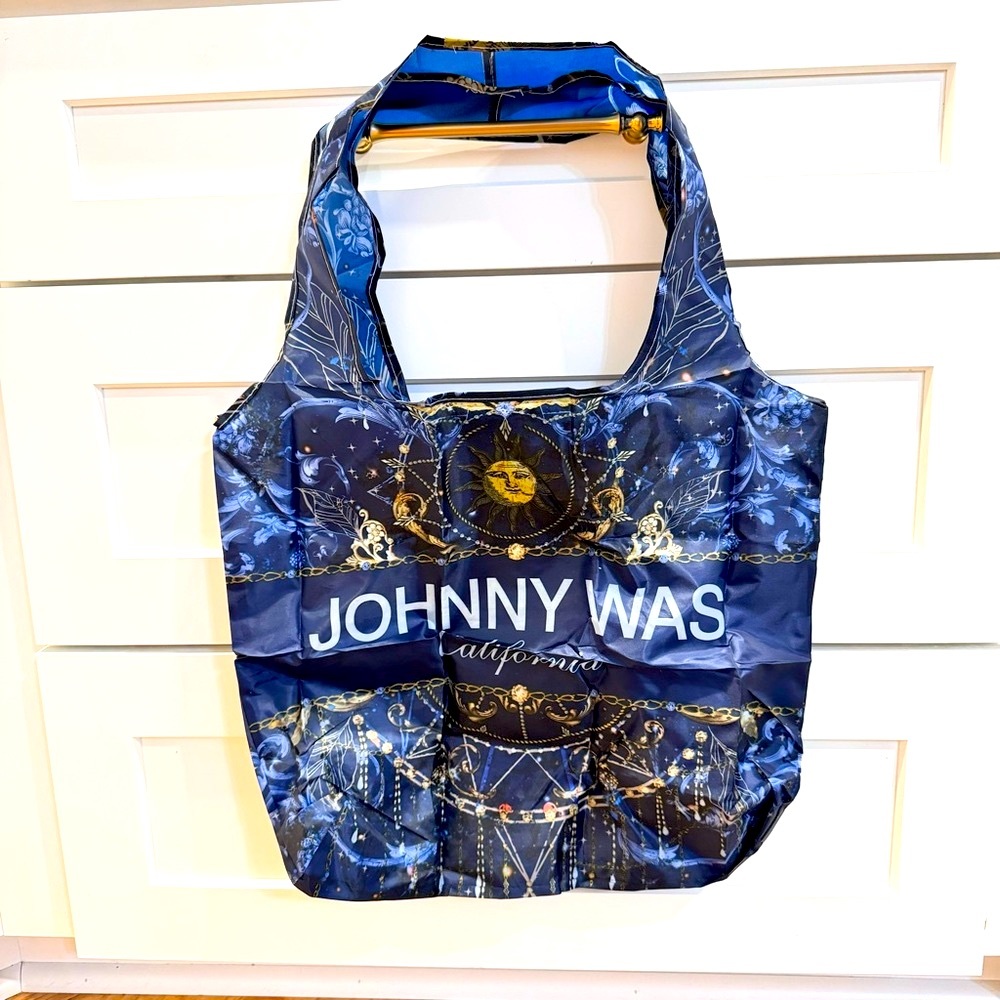 JOHNNY WAS Tote/Bag Floral Print Shopper Inside Pocket Silky Nylon Multi NEW